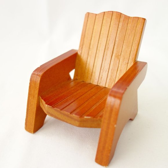 Toys Barbie Doll Size Miniature Dollhouse Adirondack Wood Chair 3 12